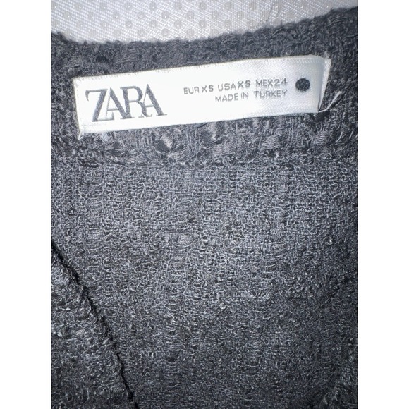 Zara Black‎ Gold Button Front Mini Jacket Dress Size XS Textured Tweed Cardigan - Picture 10 of 10